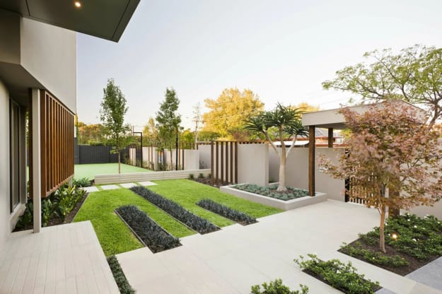 contemporary concrete yard landscaping