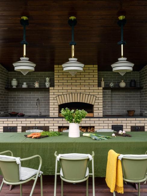 summer kitchen design dining area