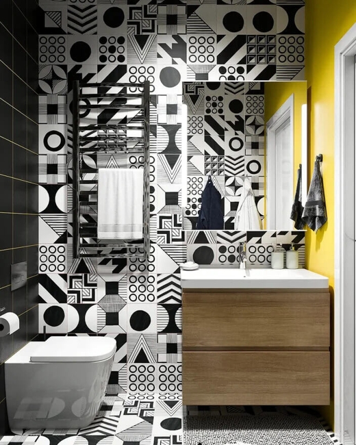 black white bathroom tiles
