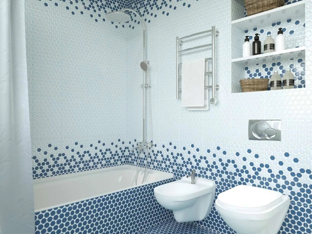 modern bathroom design blue tiles