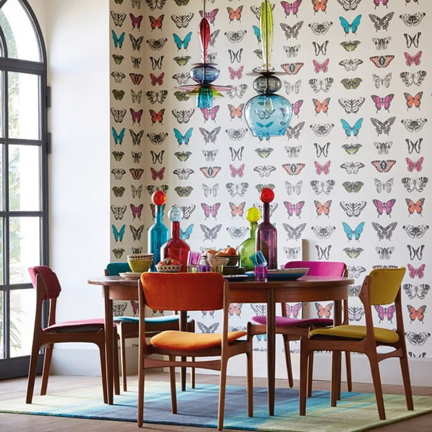butterfly wallpaper dining room decorating