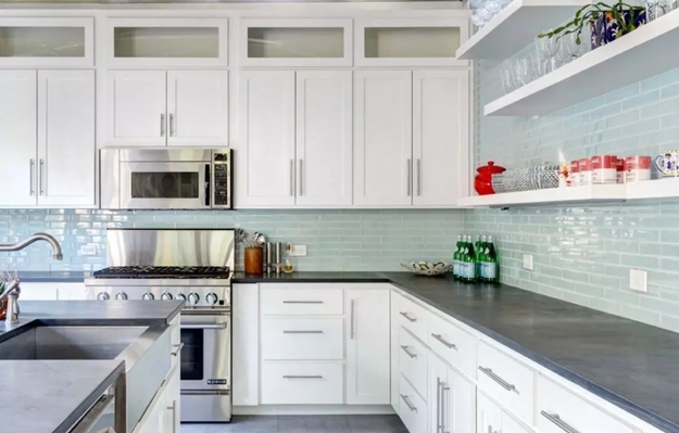 glass tiles modern kitchen wall designs