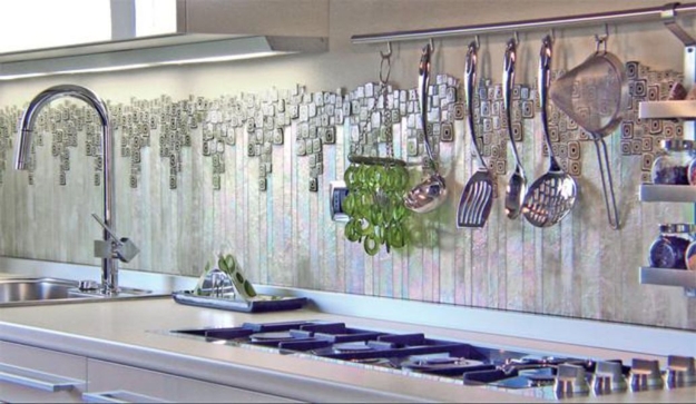 glass tiles modern kitchen wall designs