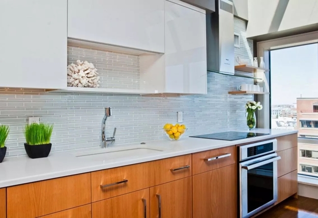 glass tiles modern kitchen wall designs