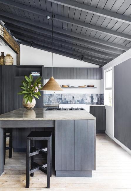 gray wood finish contemporary kitchen design