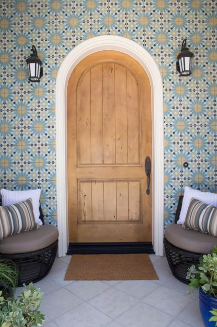 front door decoration tiled wall design