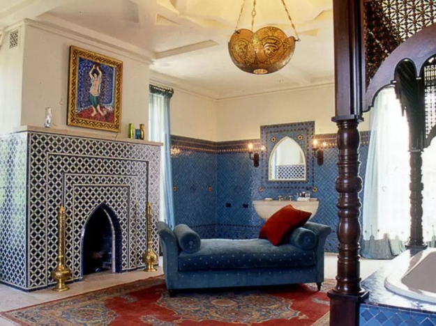 fireplace decorating blue tile designs