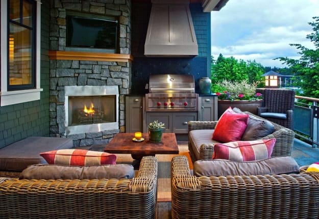outdoor home spaces modern fireplaces