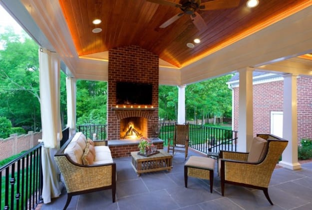 outdoor home spaces modern fireplaces