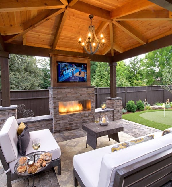 outdoor home spaces modern fireplaces