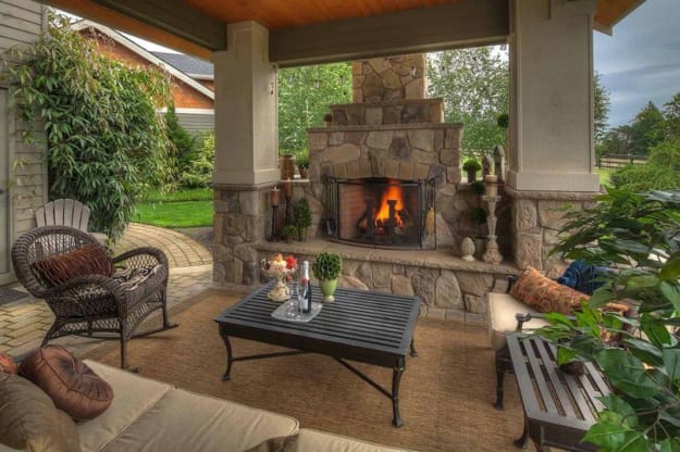 outdoor home spaces modern fireplaces