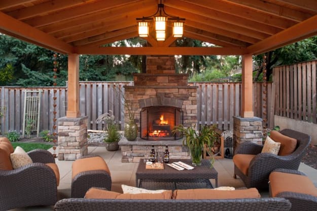 outdoor home spaces modern fireplaces