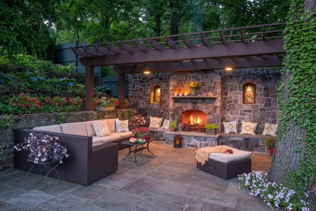 outdoor home spaces modern fireplaces