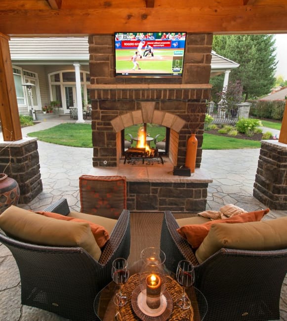 outdoor home spaces modern fireplaces