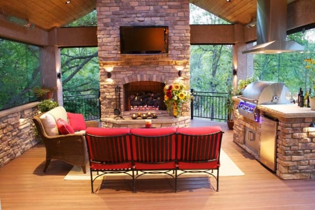 outdoor home spaces modern fireplaces