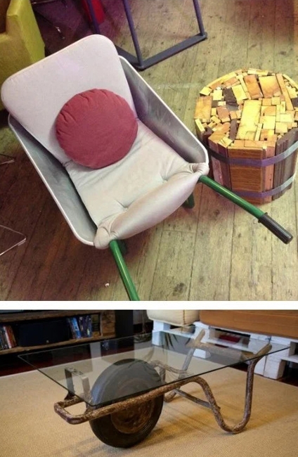 wheelbarrow garden decorations furniture