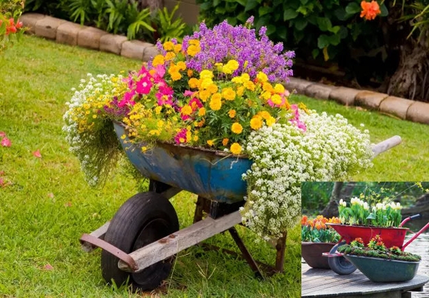 wheelbarrow garden decorations furniture
