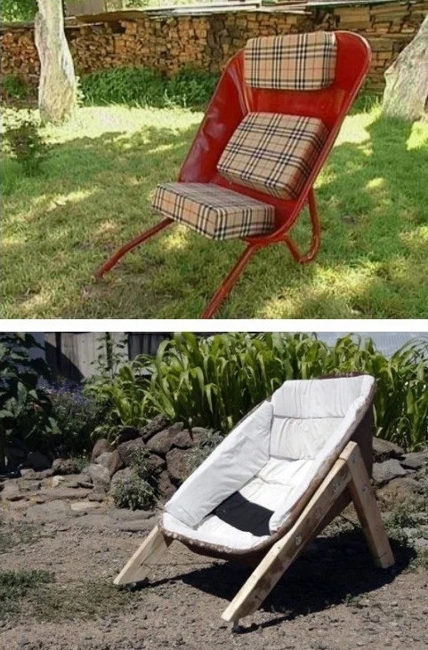 diy wheelbarrow furniture design ideas