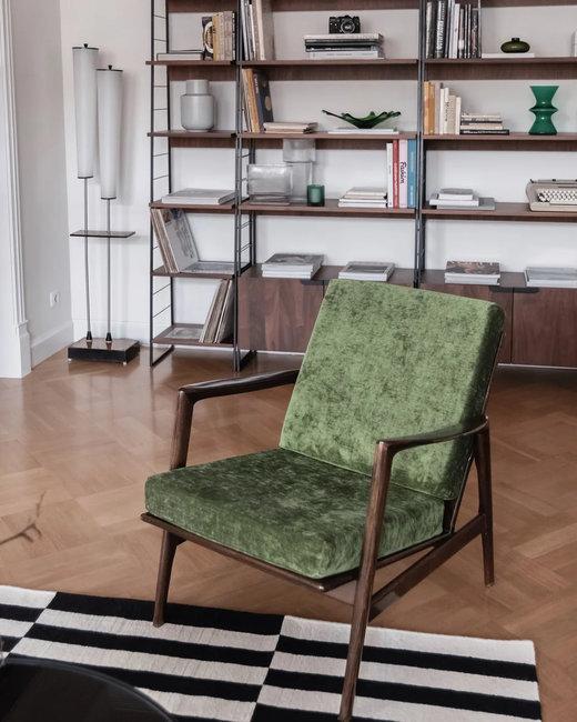 retro modern chair green upholstery