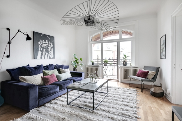 living room arched balcony door