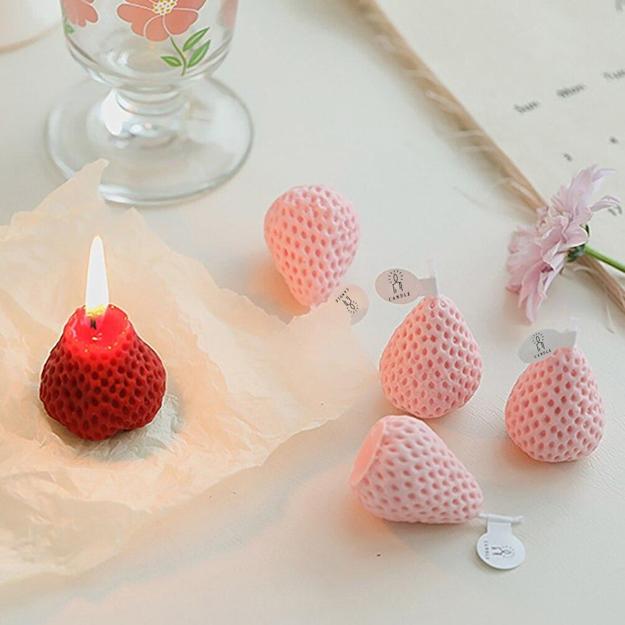strawberry shaped decorative candles