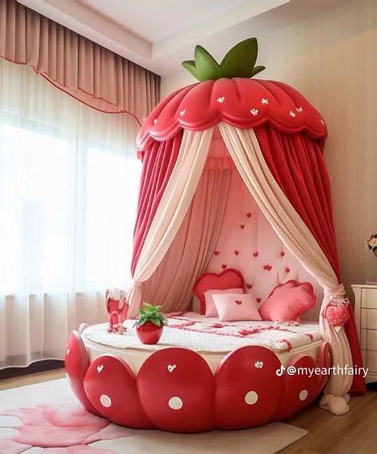 red furniture inspired by strawberries