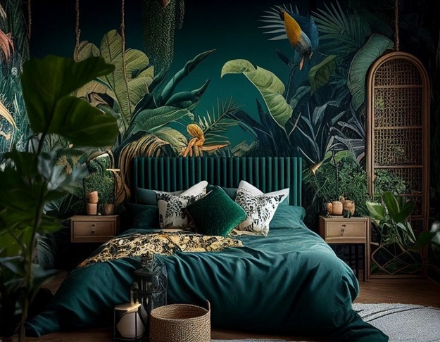 greenery leaf patterns green interior colors