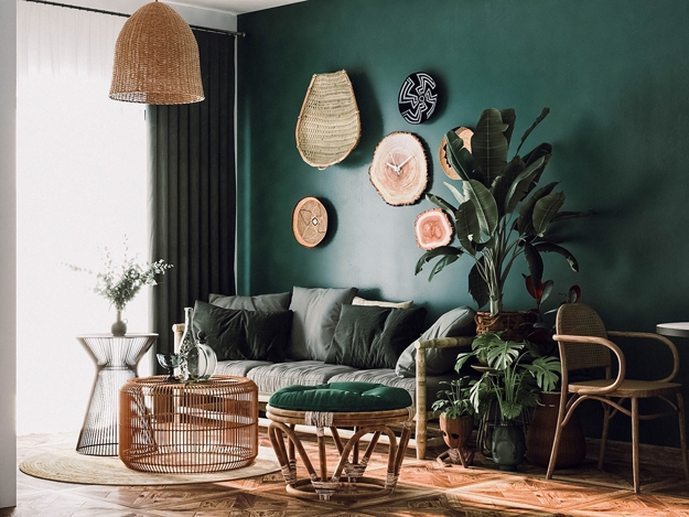 greenery leaf patterns green interior colors