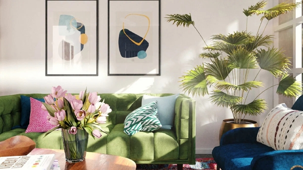 greenery leaf patterns green interior colors