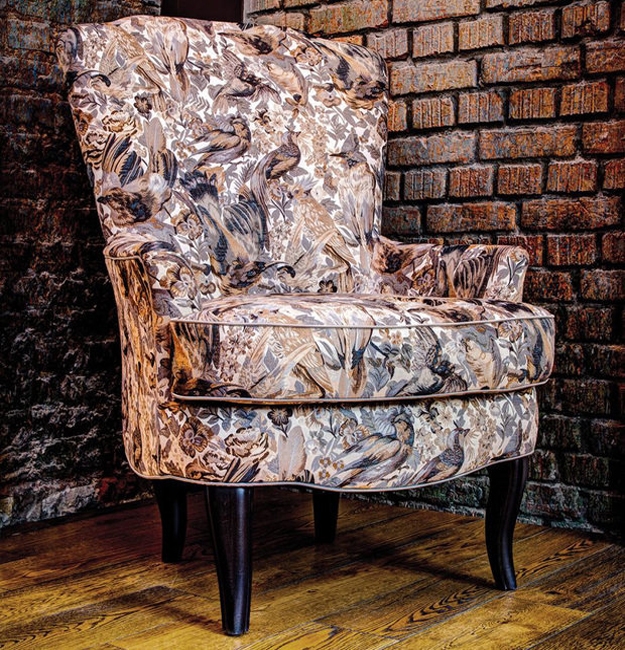tropical plants print upholstered chair
