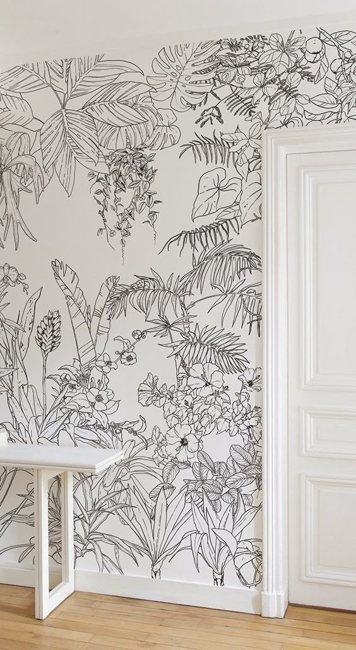black white floral wallpaper