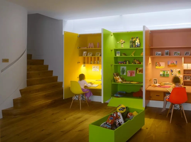 kids study area layout furniture placement