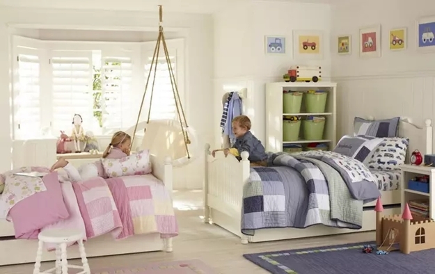 boy girl two kid bedroom
