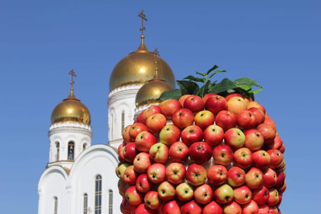 apple sculptures installations
