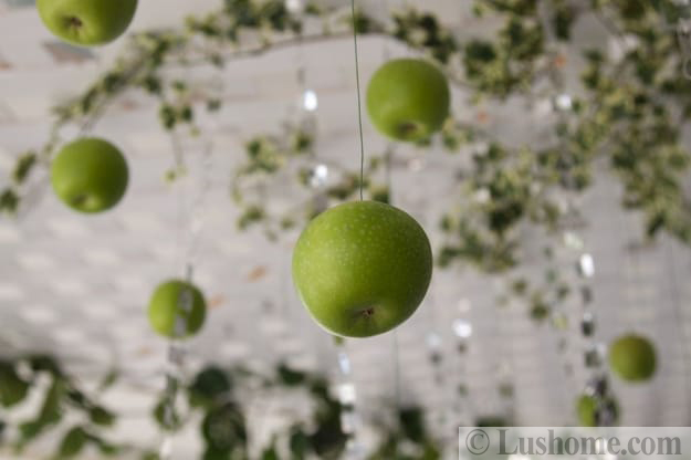 suspended green apples