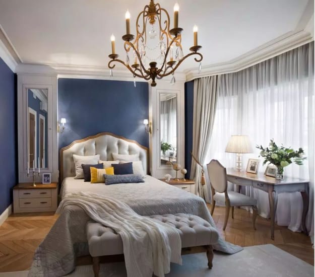 blue wallpaper bedroom design