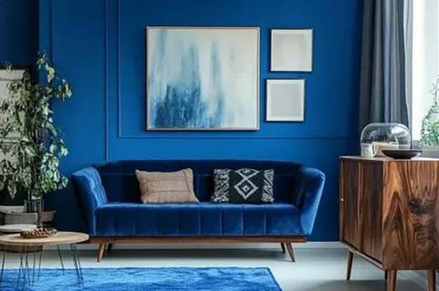 blue paint color sofa