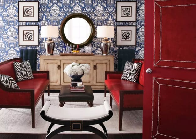 blue white wallpaper red color combination