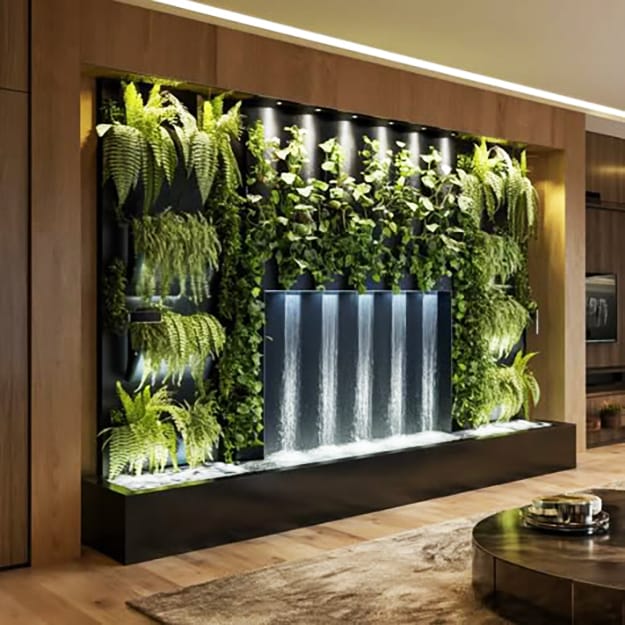 green wall design fountain