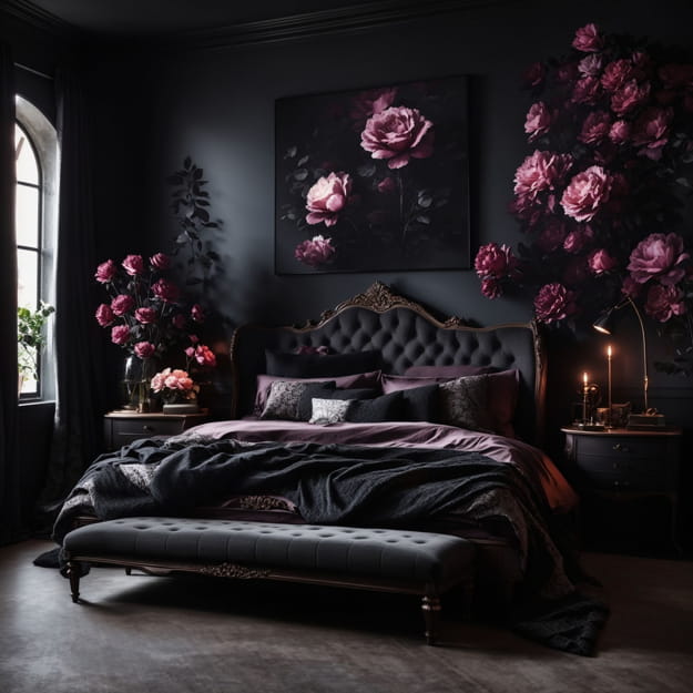 floral wallpaper dark colors
