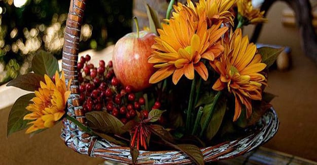 fresh apples fall flowers table decoration