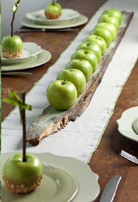 salvaged wood apple centerpiece