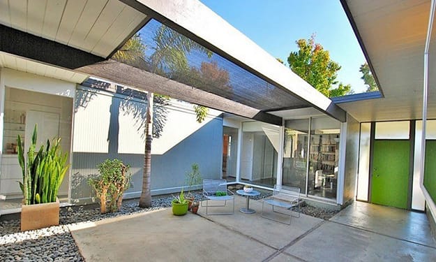 green door mid century modern architectural elements