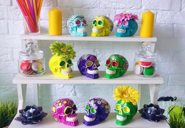 colorful skulls