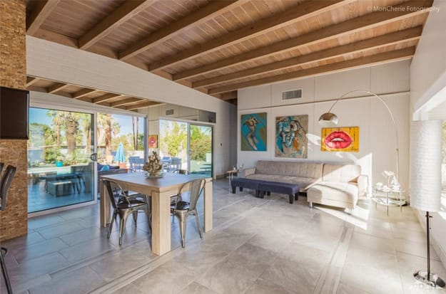 mid century style modern interiors architectural features, colors