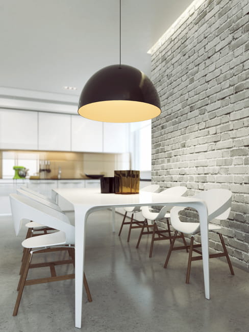 mid century style modern interiors architectural features, colors