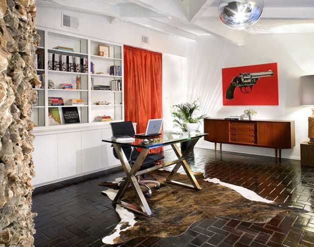 mid century style modern interiors architectural features, colors