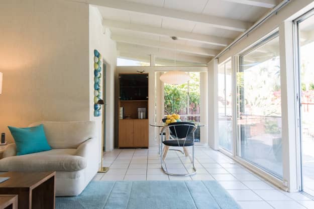 mid century style modern interiors architectural features, colors