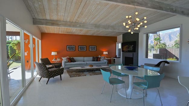 orange accent wall