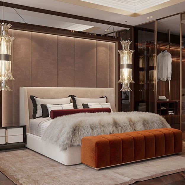 modern bedroom design art deco lighting